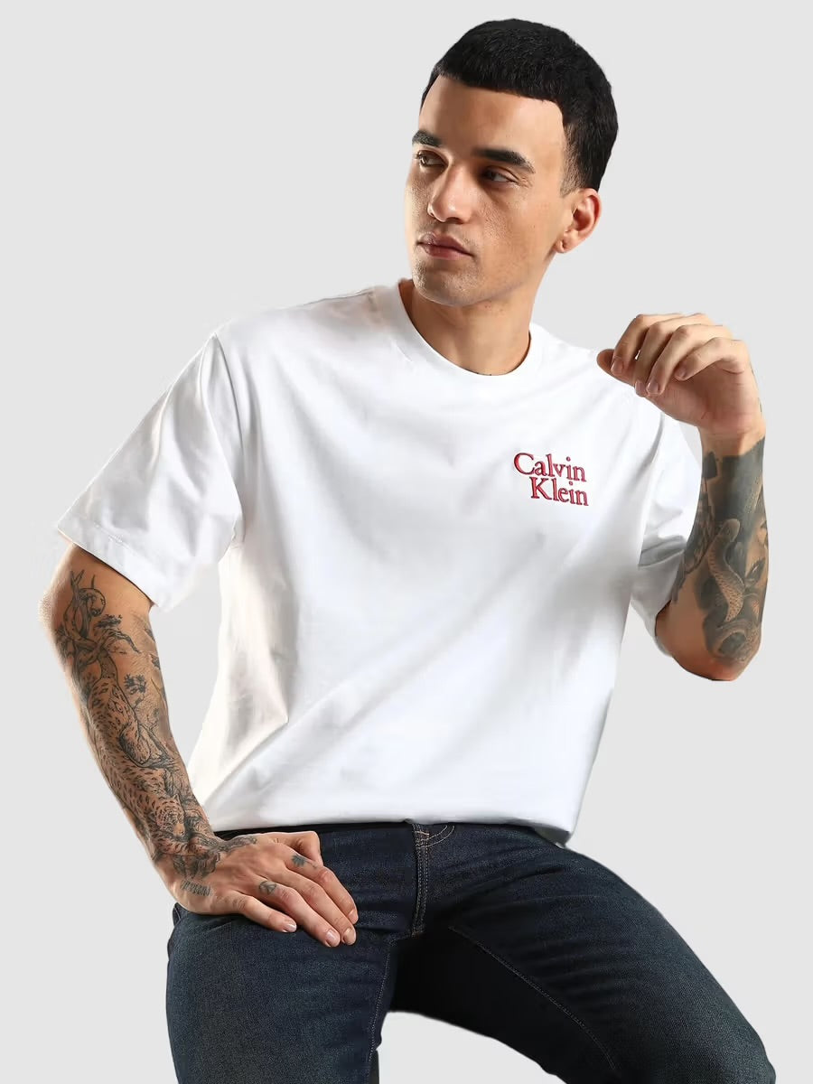 Calvin Klein White Cotton Relaxed Fit T-shirt